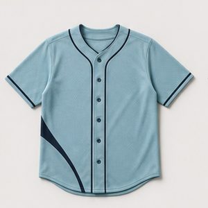 Baseball Jersey Coastal Current Design for Unisex Travel Looks Featuring Wave Trim Detail
