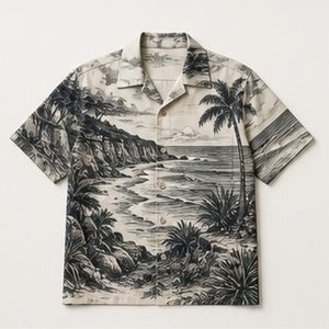 Hawaiian Shirt Island Lines Design for Unisex Beach Days Featuring Linear Artwork