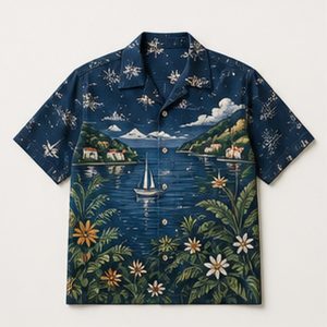 Hawaiian Shirt Midnight Bay Design for Unisex Casual Nights Featuring Deep Coastal Motif