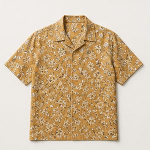 Hawaiian Shirt Saffron Field Design for Unisex Getaway Dressing Featuring Floral Microprint