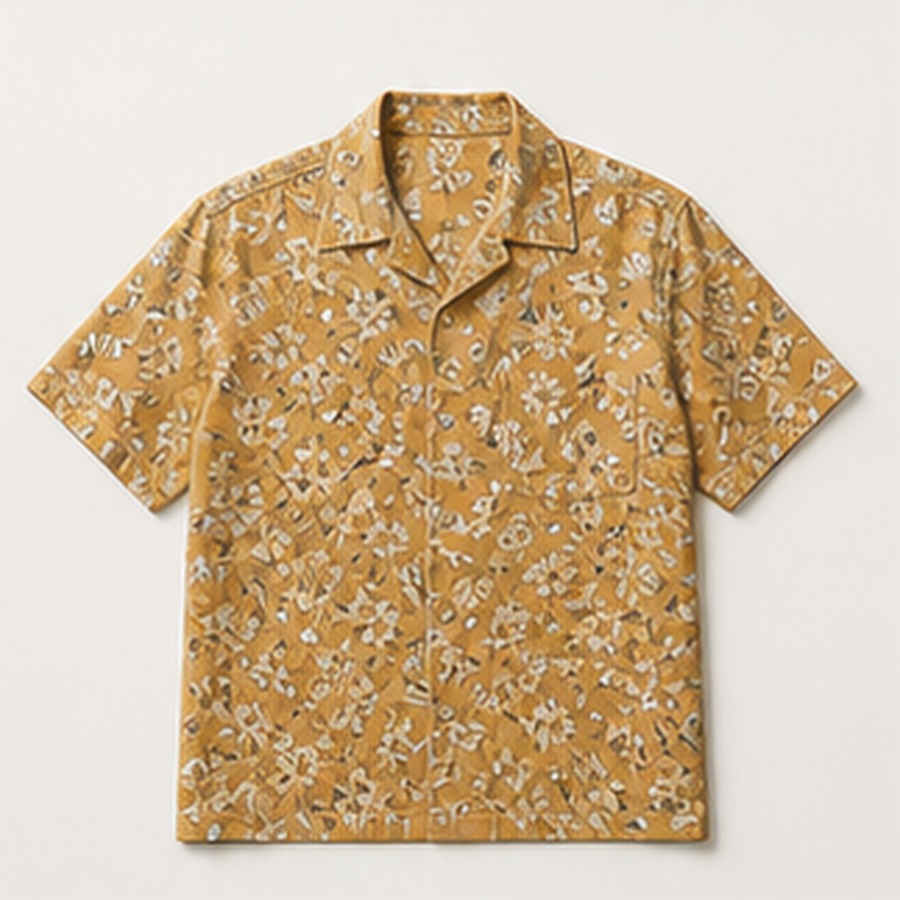 Hawaiian Shirt Saffron Field Design for Unisex Getaway Dressing Featuring Floral Microprint