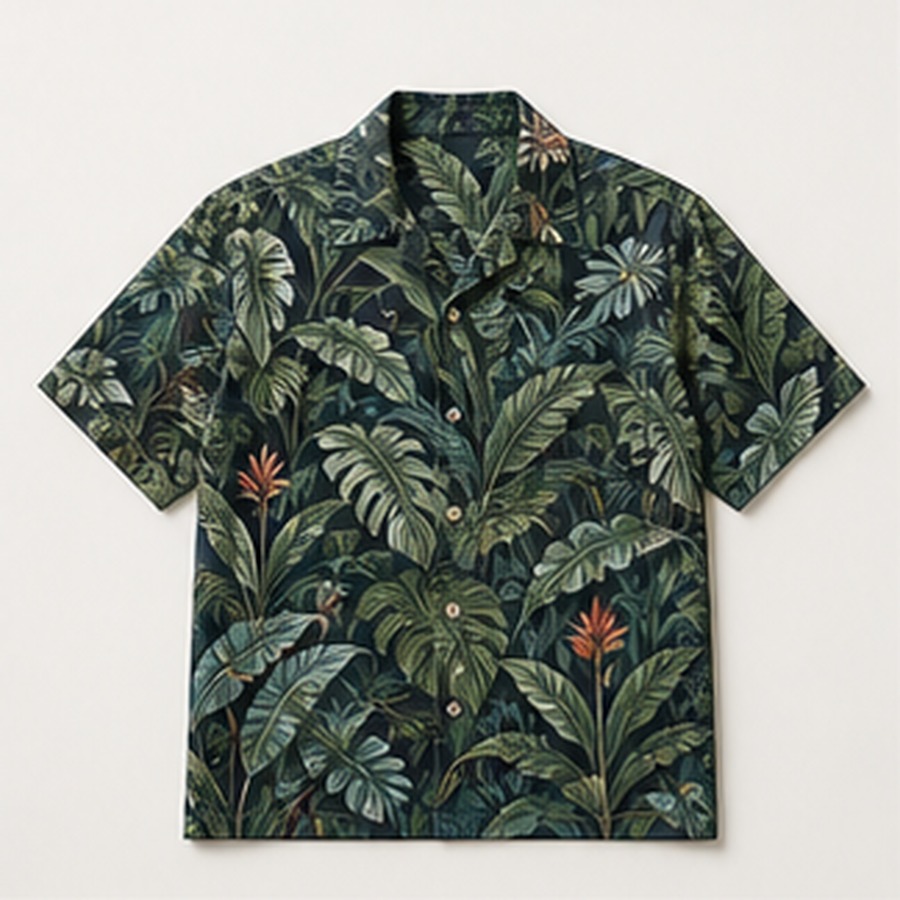 Hawaiian Shirt Rainforest Echo Design for Unisex Weekend Discovery Featuring Abstract Foliage Print