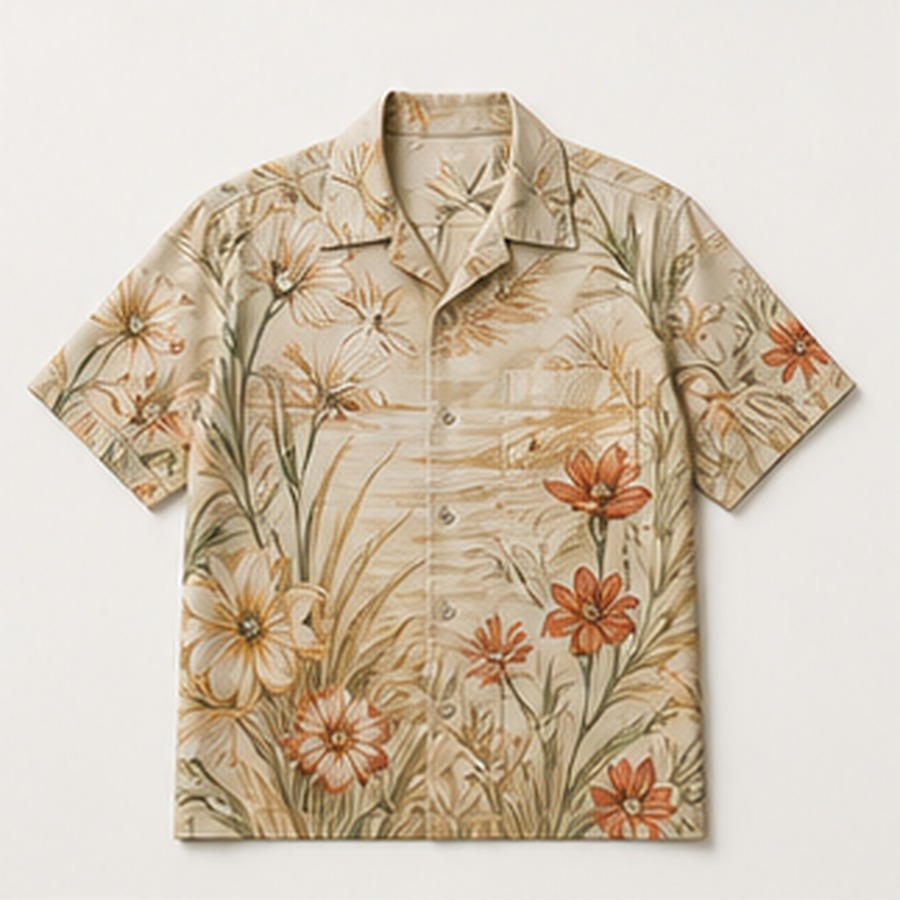 Hawaiian Shirt Dune Bloom Design for Unisex Sunny Day Style Featuring Desert Flower Pattern