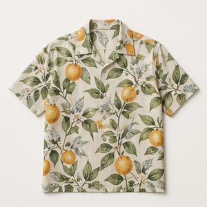 Hawaiian Shirt Citrus Coast Design for Unisex Poolside Plans Featuring Citrus Leaf Print