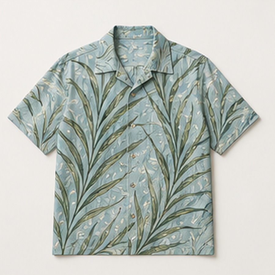 Hawaiian Shirt Salt Air Design for Unisex Relaxed Summer Wear Featuring Sea Grass Pattern