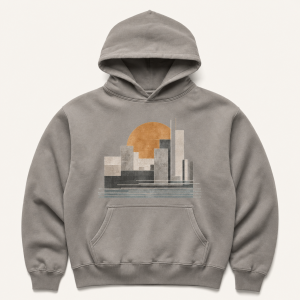 Graphic Hoodie Afterlight Design for Unisex Late Night Layers Featuring Afterglow Line Artwork